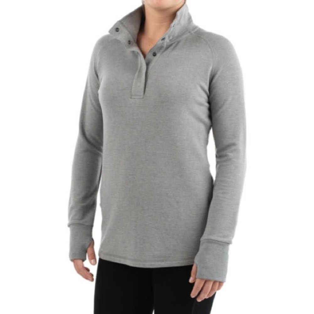 NWOT Free Fly Women's Bamboo Thermal Fleece Pullover in Heather Grey